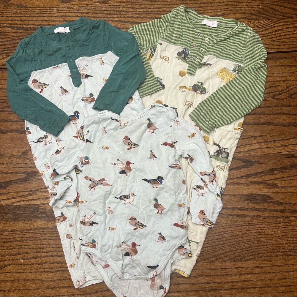 Set of Three Angel Dear Outfits Baby Boy Rompers and Onesie